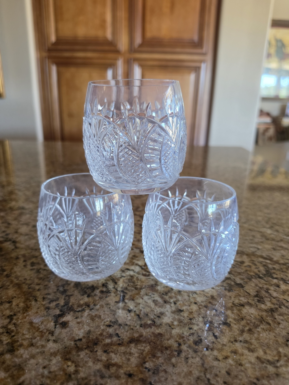 Waterford Vintage Retired Crystal Seahorse Pattern DOF Tumbler Set of 3 EUC